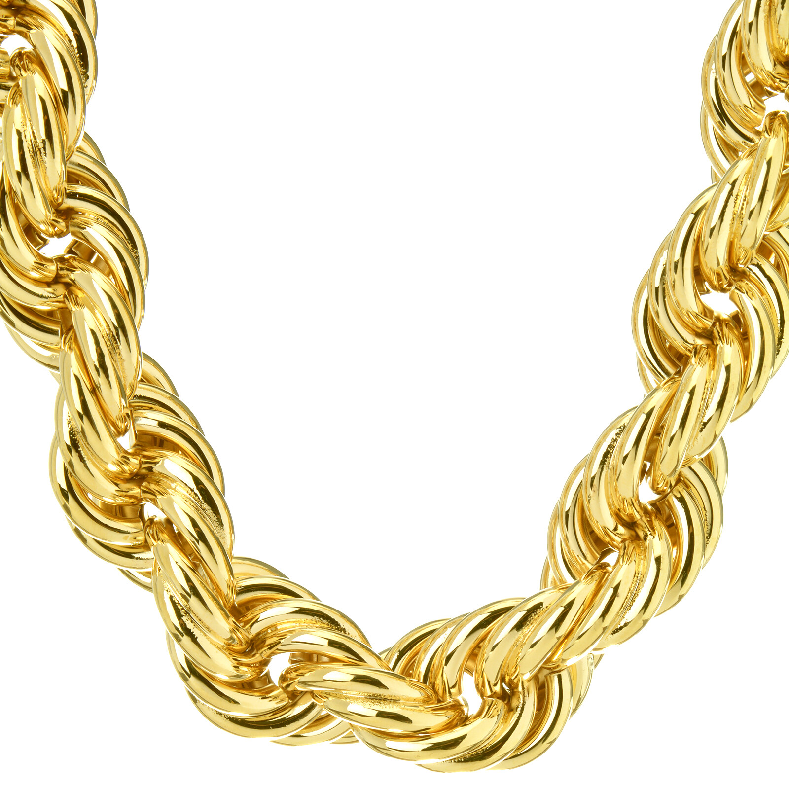Hip Hop Gold Plated 16 mm Hollow Chunky Rope Dookie Chain Necklace 30″ or 36″