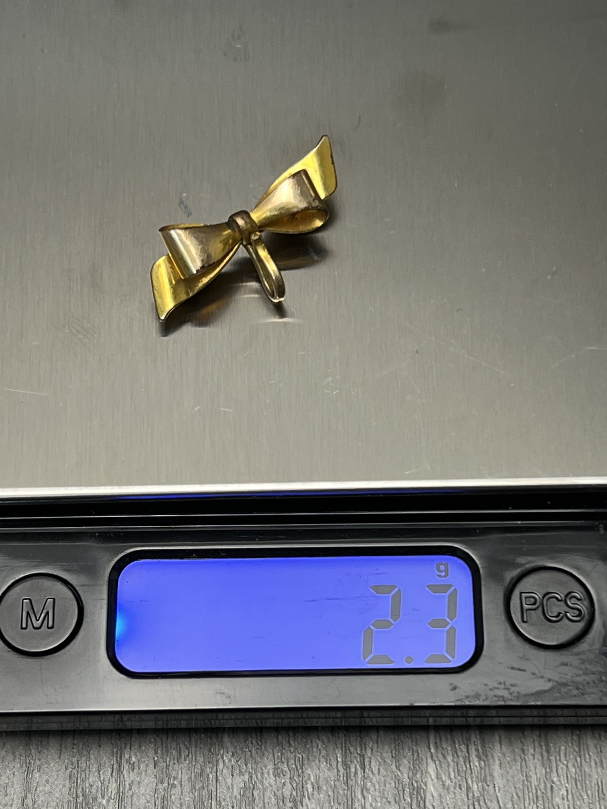 Vintage 1/20-12K GF Gold Filled Bow Brooch Pin with Hook 2.3g