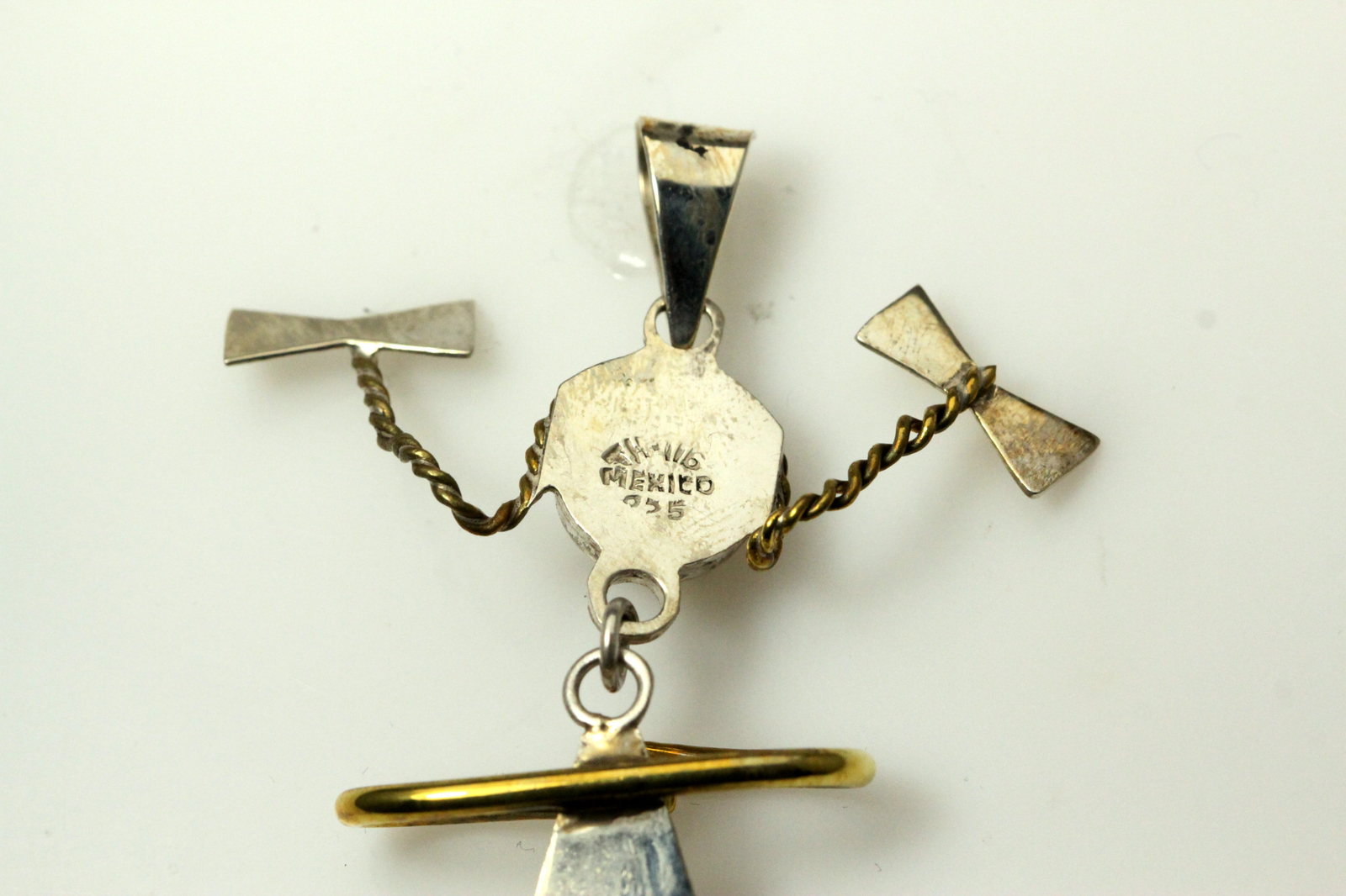 Vintage 925 Sterling Silver & Brass Large Girl Pendant 10.2 Grams (PEN5634)