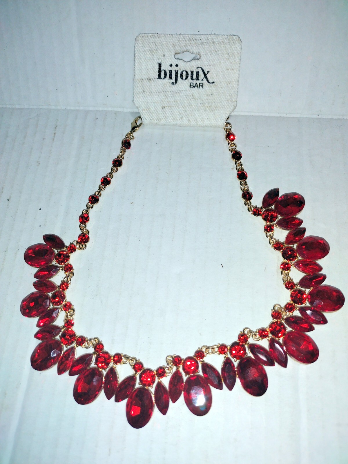 Bijoux Bar Red Gold Tone Necklace 19 inches Long