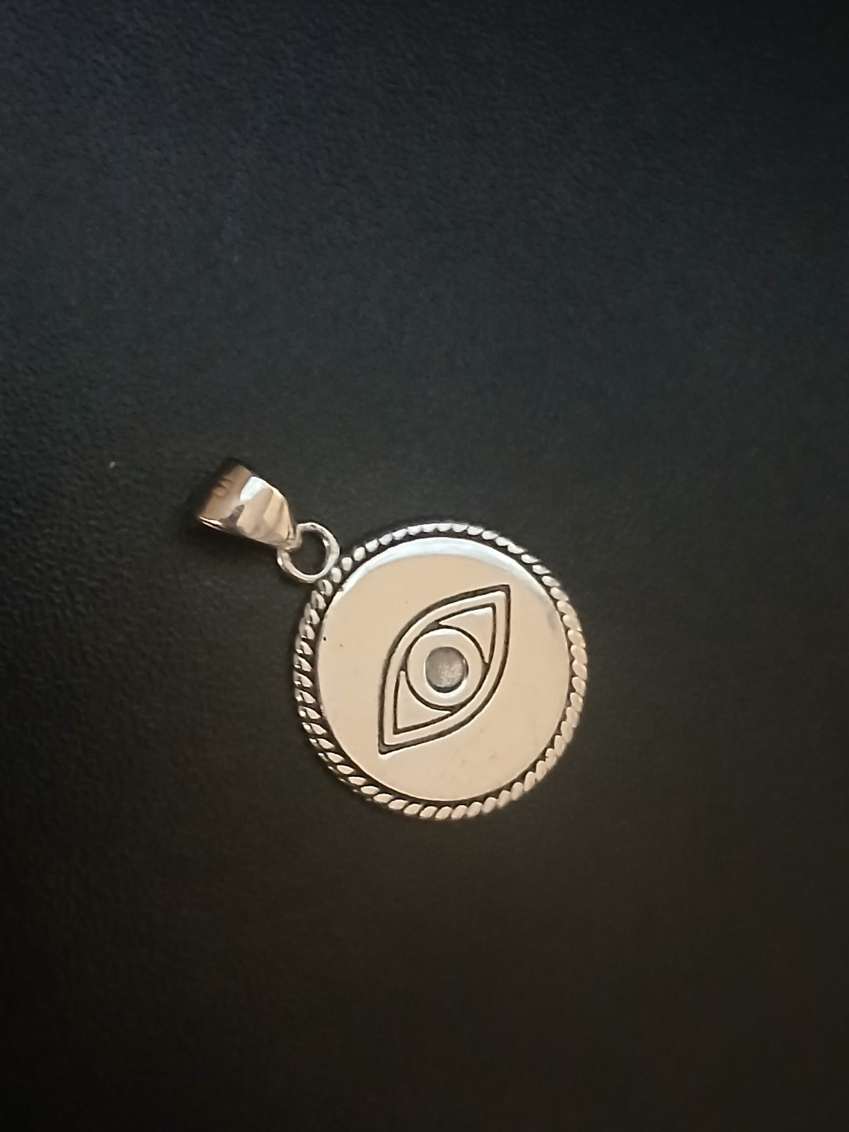 Sterling Silver 925 Round Evil Eye Charm Pendant. Amulet/Protection.