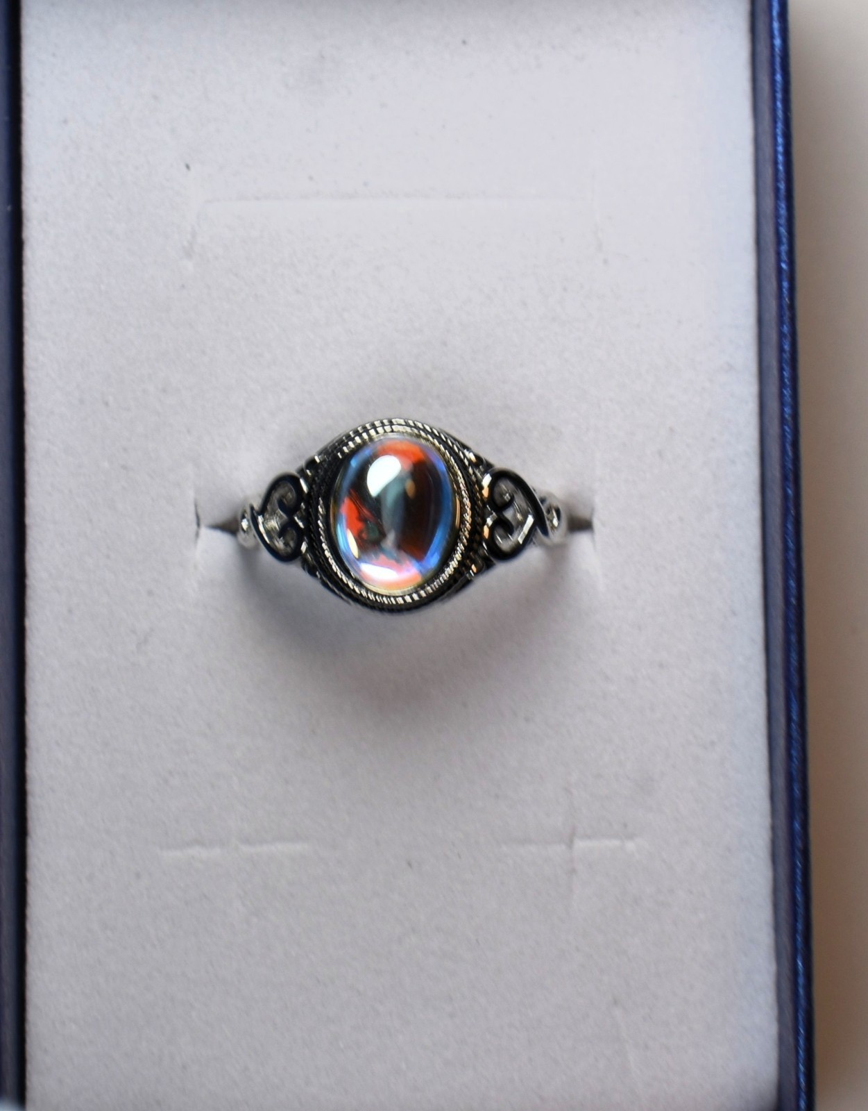 Mood Moon Ring SP 925 Sterling Silver Size 7 Gift Boxed