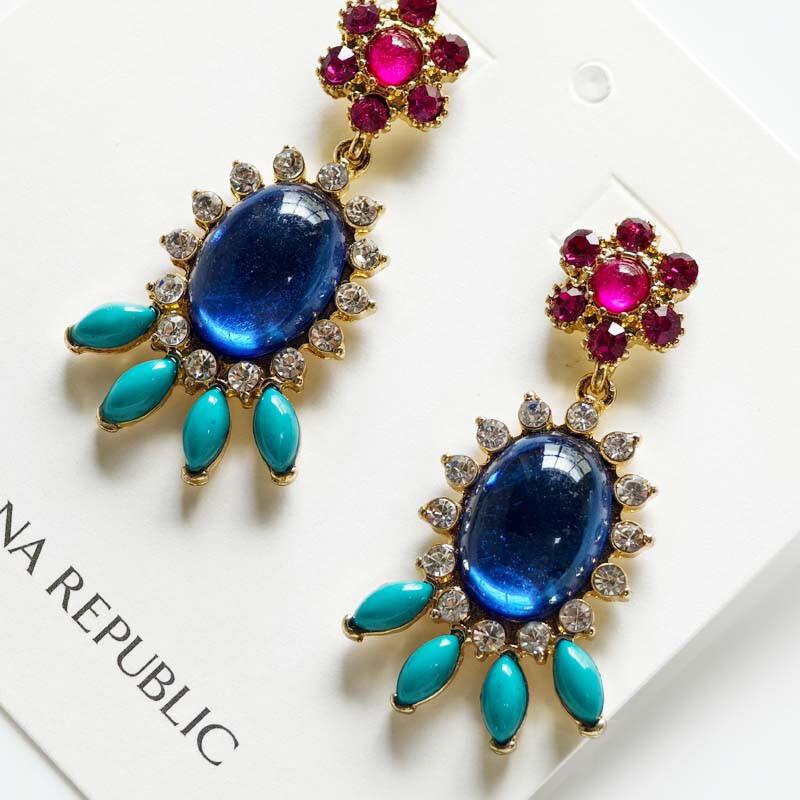 New Banana Republic Boho Floral Drop Earrings Chic Women Party Vacation Jewelry