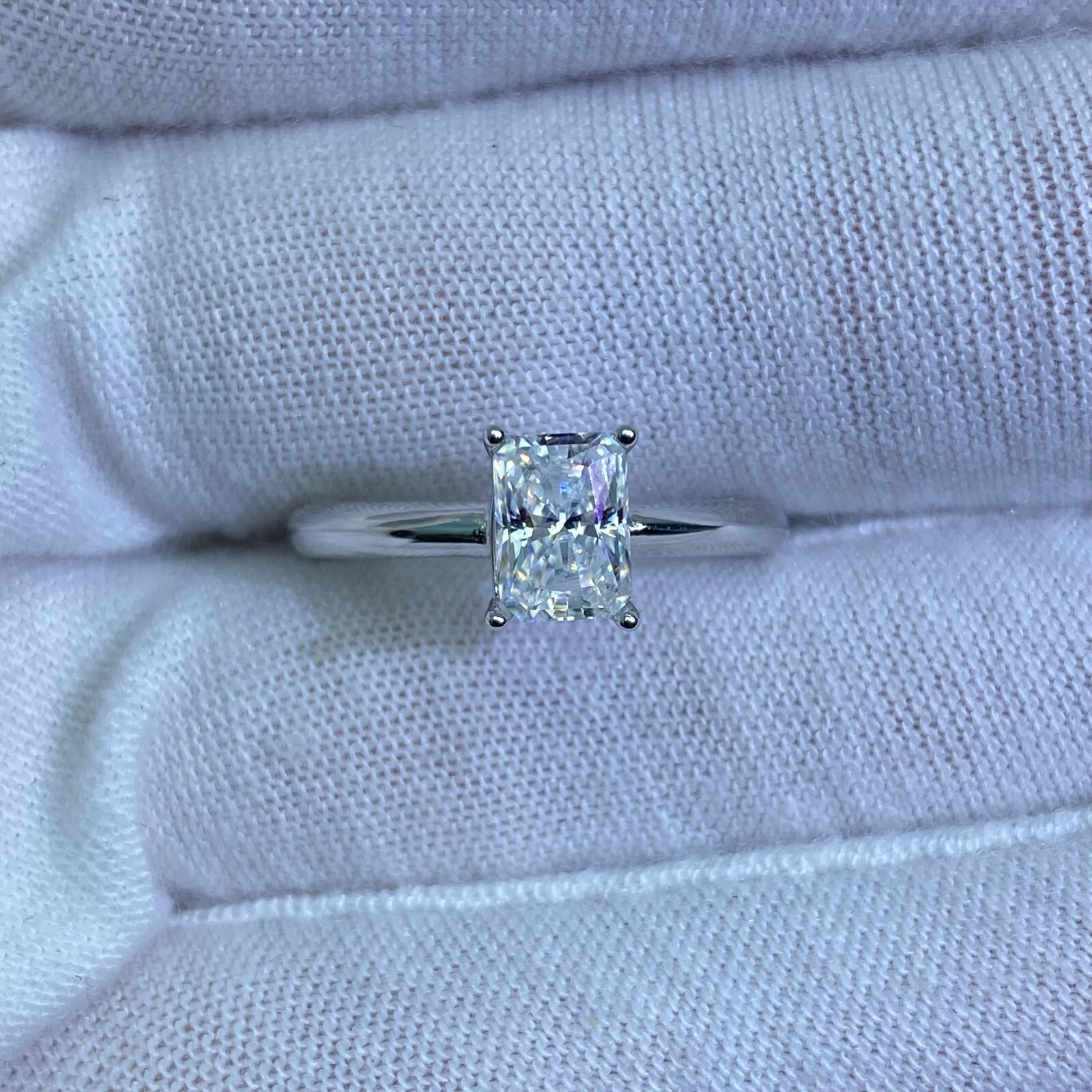 1Ct D-color Moissanite Radiant Cut S925 Sterling Silver Gold Plated Ring #90
