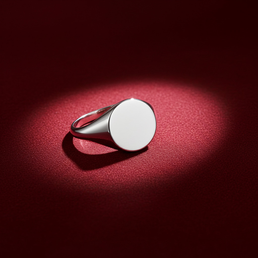 Polished Sterling Silver Round Signet Pinky Ring