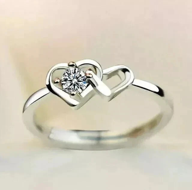 Simulated Diamond Women s Engagement Ring 1.0Ct Heart Cut 14K White Gold Plated