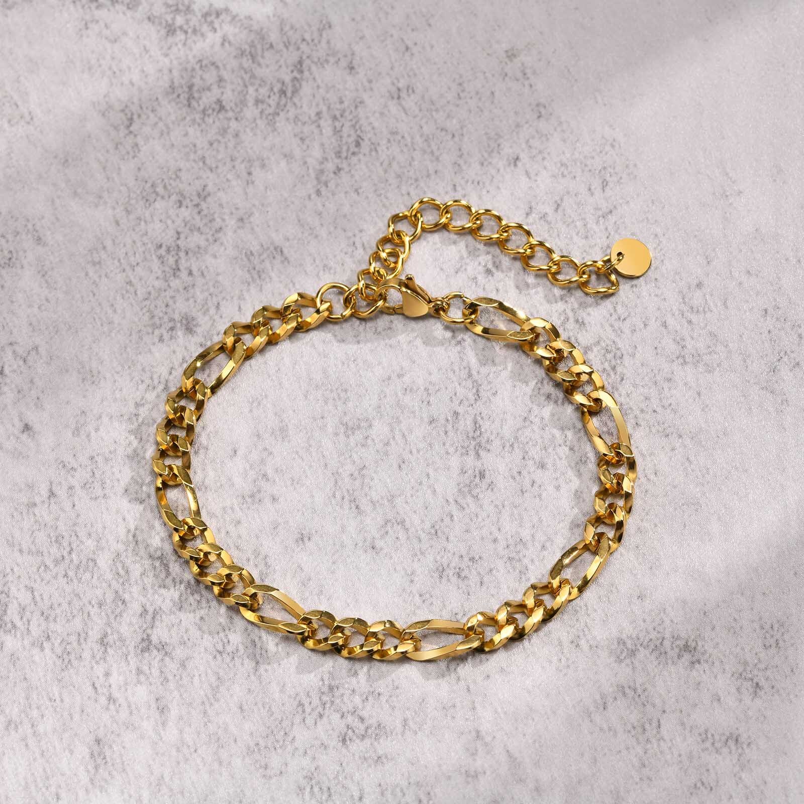 18K Gold/Silver Chain Jewelry 5.5mm Men’s Stainless Steel Bracelet 16+5cm/18+5cm