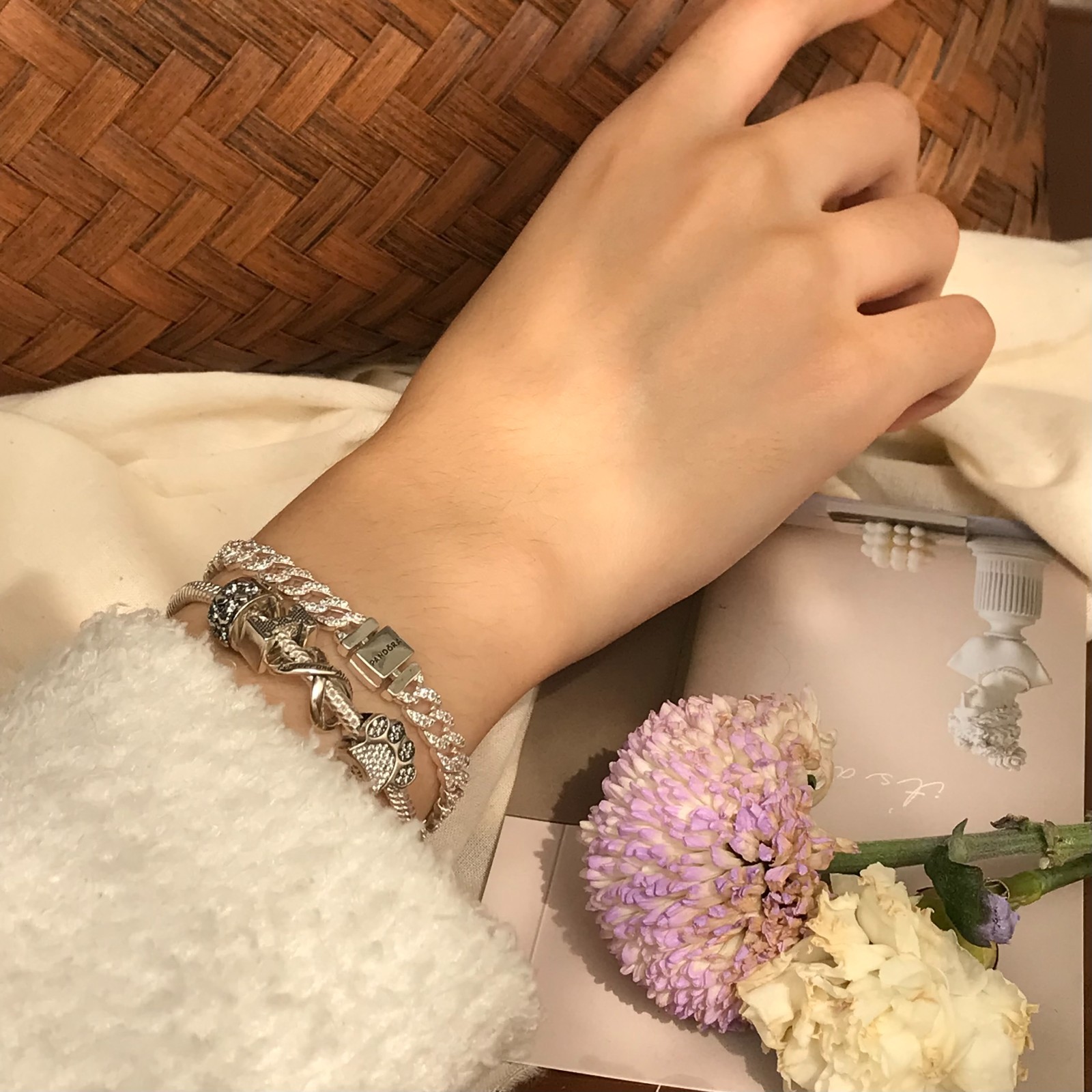 Pandora Timeless Authentic New Pavé Cuban Chain Silver Bracelet #593008C01 6.3in