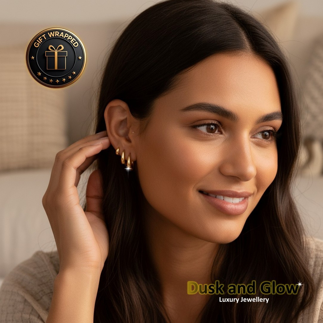 Gold Hoop Earrings Jewellery Set 3 Pair Women Ladies Girls Jewellery Gift UK NEW