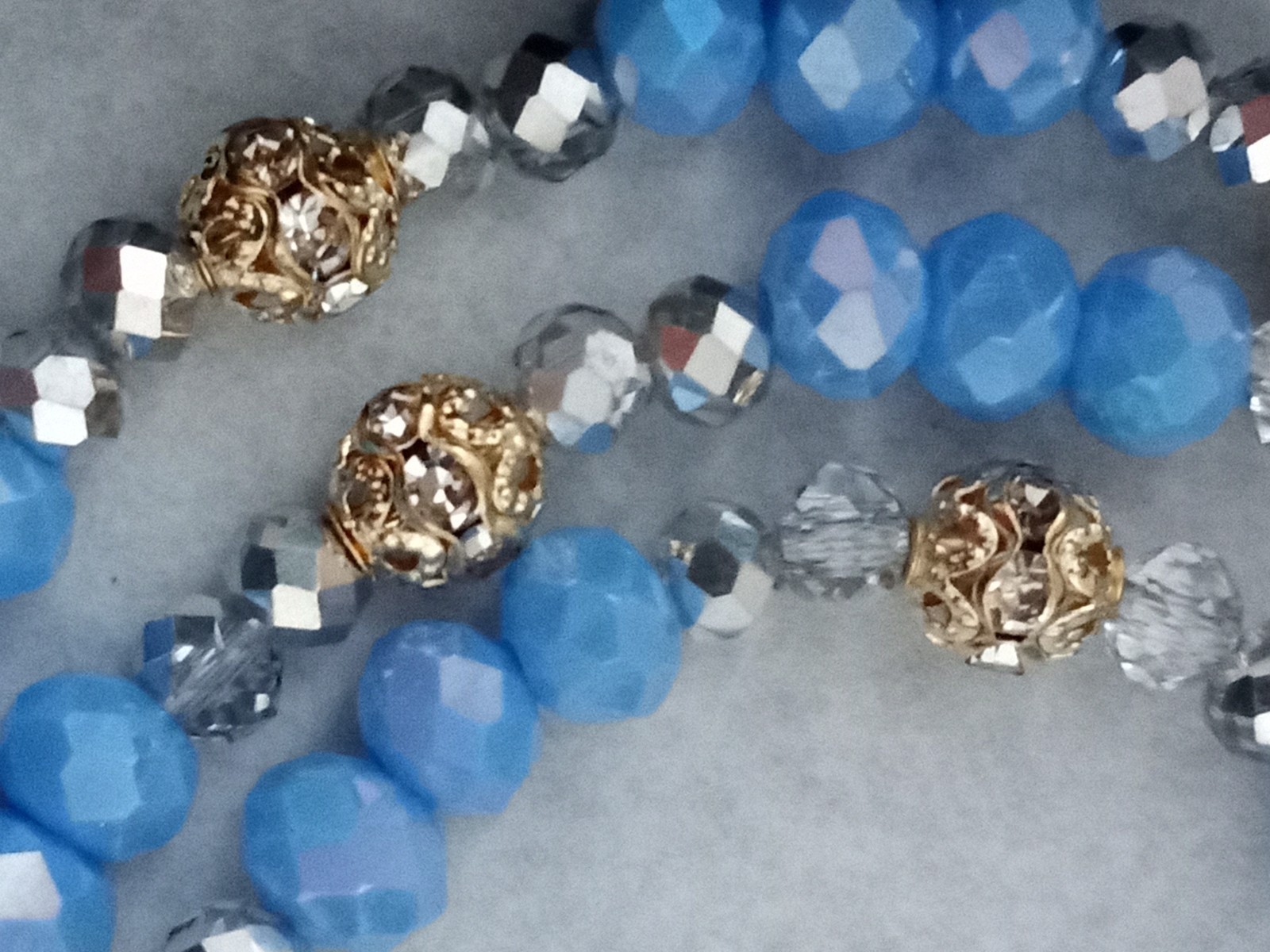 Austrian Crystal Silver Porcelain Necklace Gold Steel