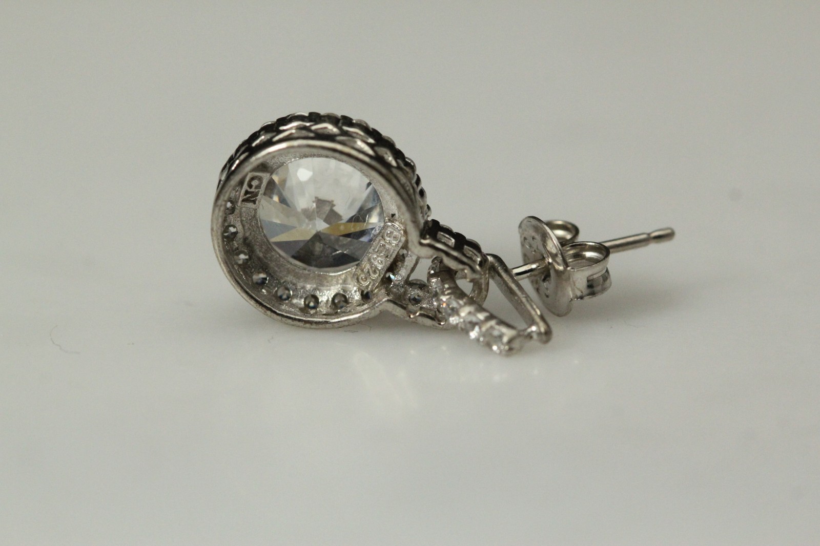 925 Sterling Silver Cubic Zirconia Halo Post Earrings 5.6 Grams (EAR5847)