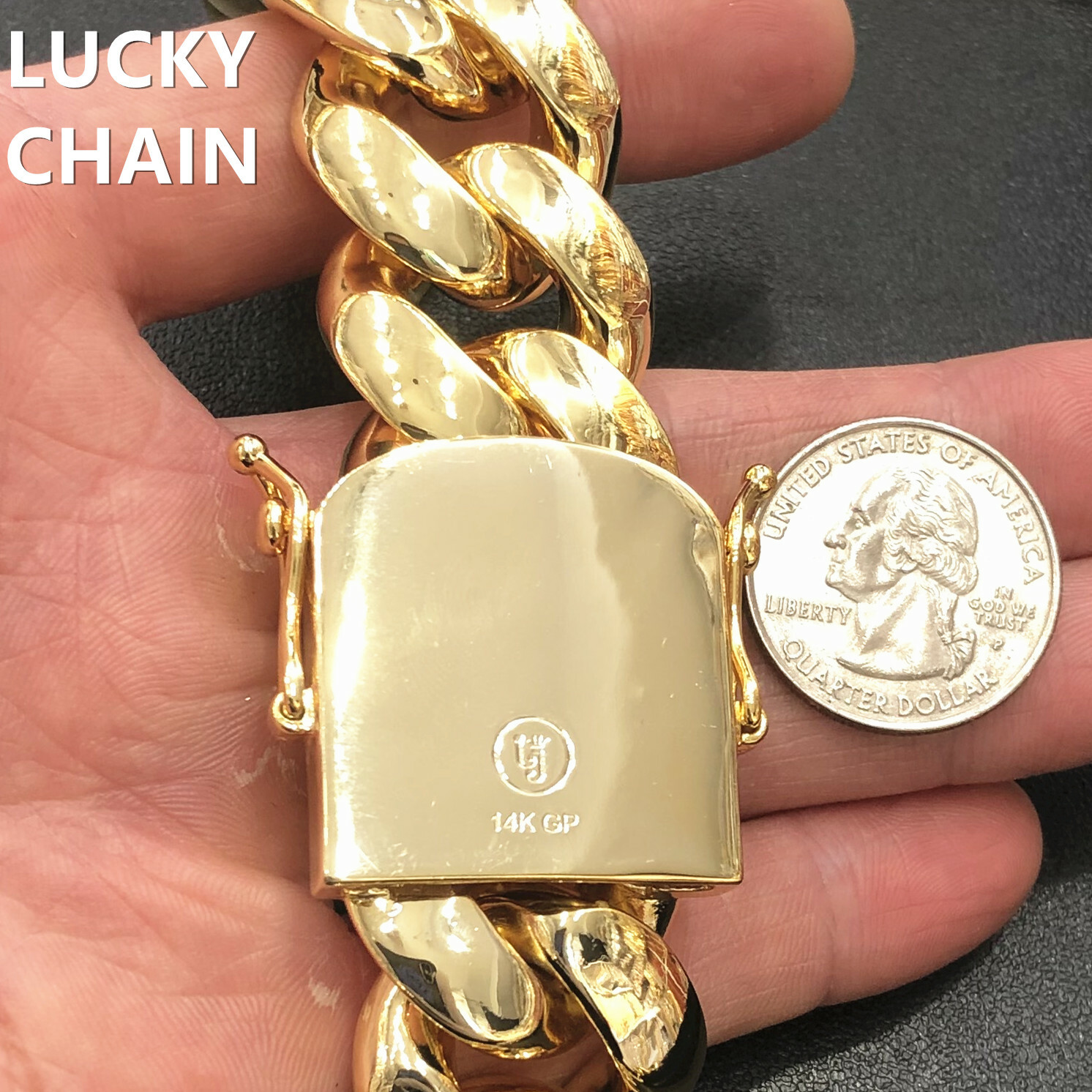 9.5”30”14K GOLD FILLED HEAVY CUBAN LINK CHAIN NECKLACE BRACELET 24mm 261g-769g