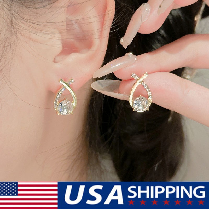 Shiny Micro-inlaid Rhinestone Earrings Ladies Fashion Delicate Earring DailyLife