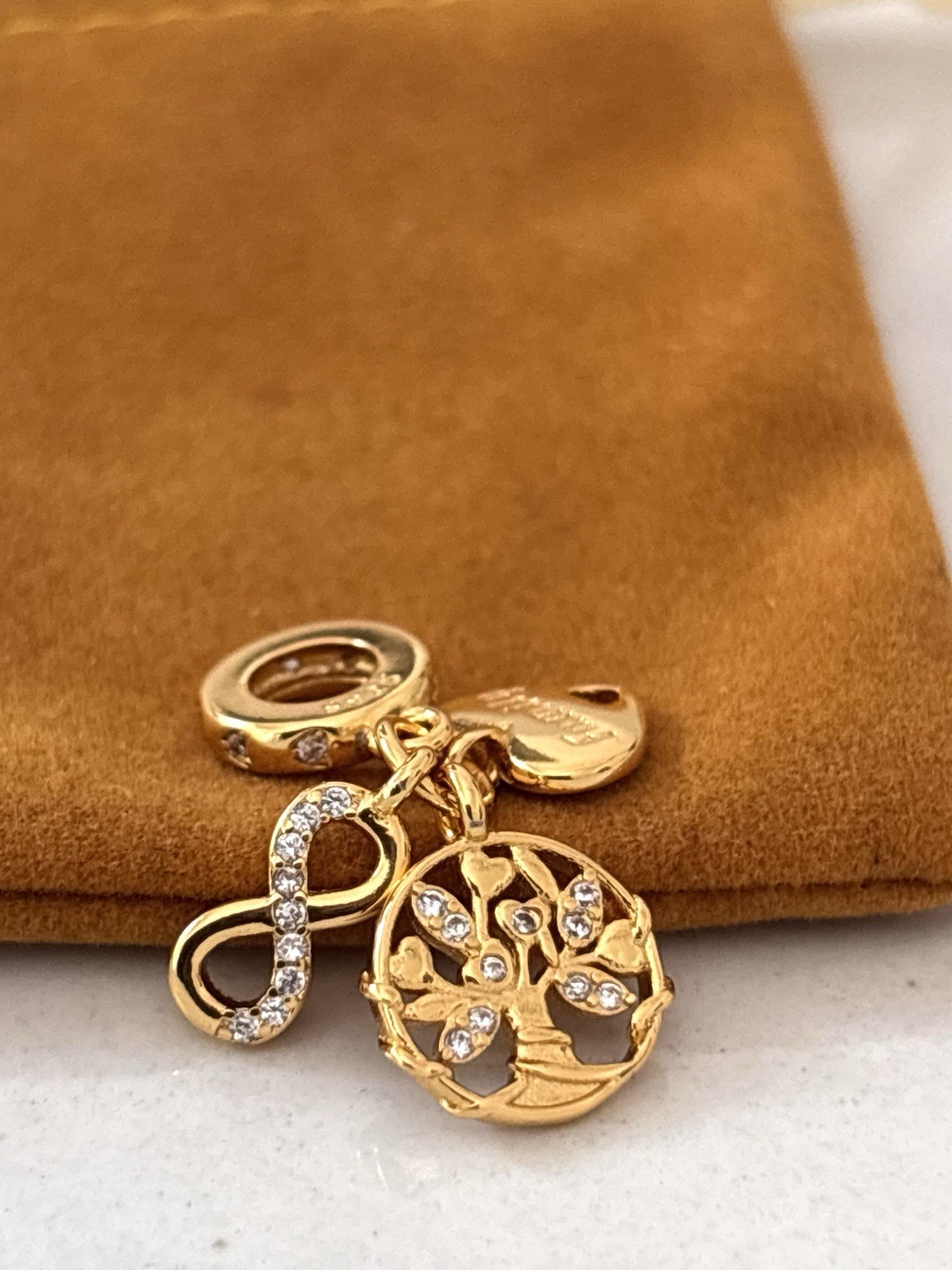 Gold Plated Sterling Silver Family Heart Tree Infinity Dangle Charm 925 Bead Uk