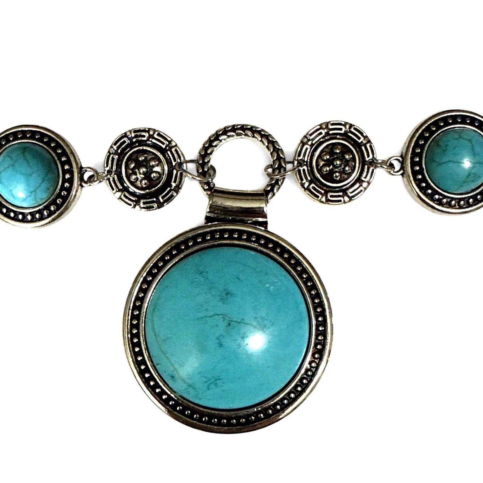 NWT Paparazzi Turquoise Silver Tone Statement Necklace Earring Set 18″