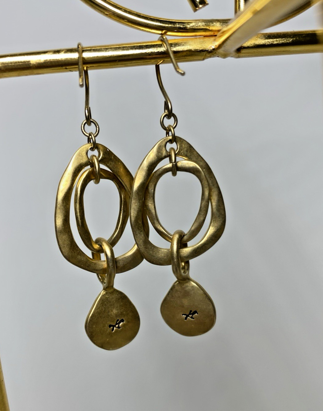 Vintage Women’s Artisan Open Stylized Teardrop Dangle Earrings Boho Statement