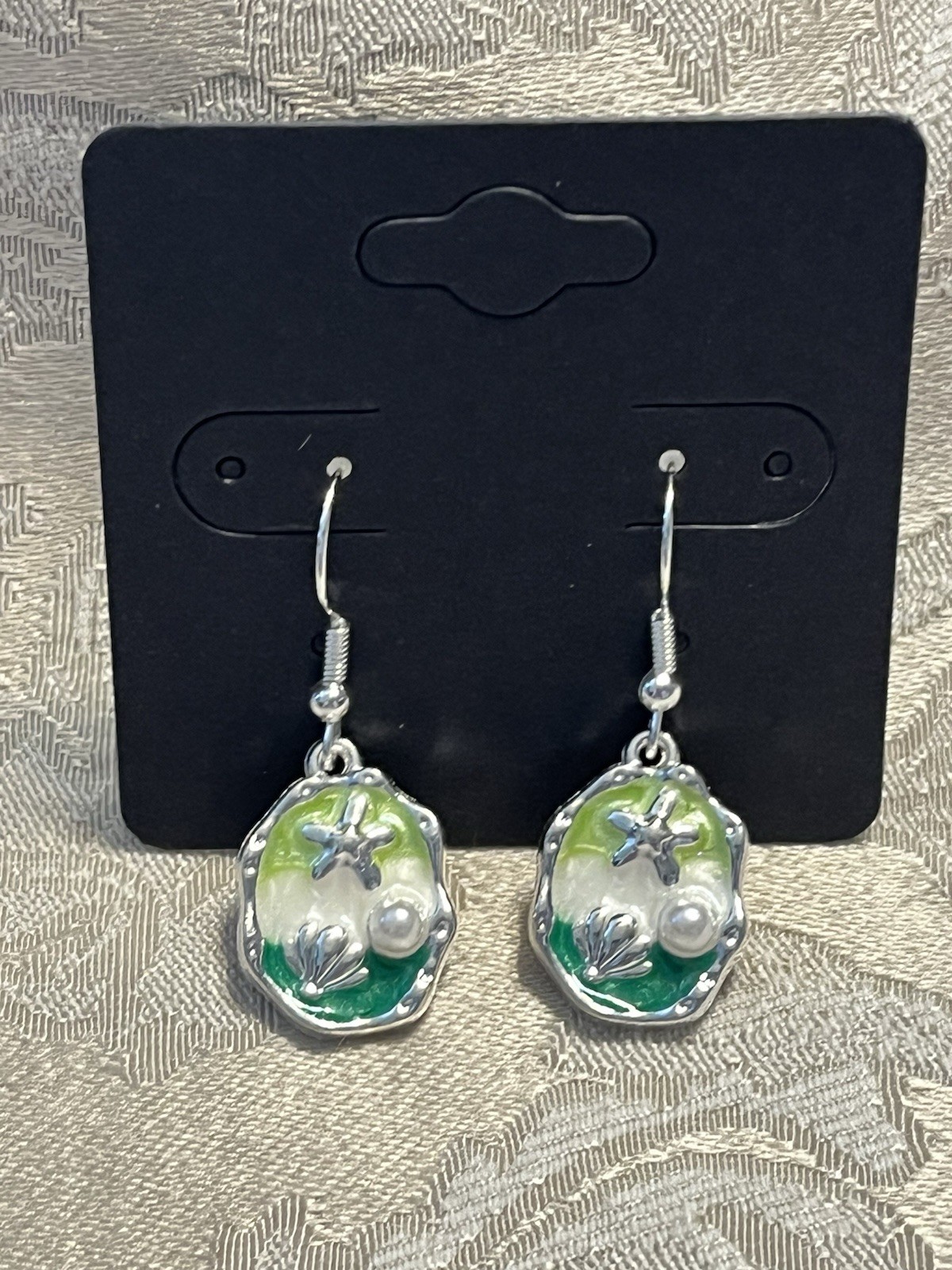 Vintage Beach Summer Sea Life Silver Enamel Dangle Bohemian Fashion Earrings