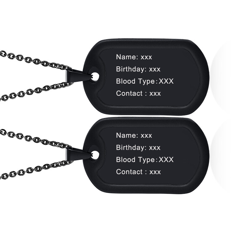 Personalized ID Name Military Dog Tags w/ Silicone Silencer Men Necklace Pendant