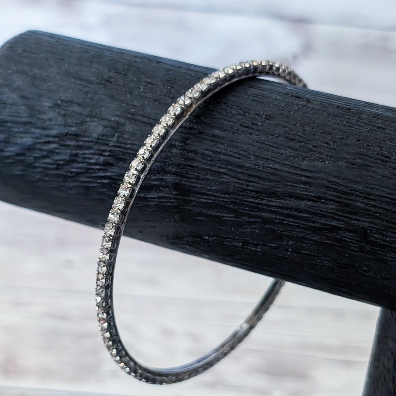 Clear Gem Bangle Bracelet – Tarnished Metal