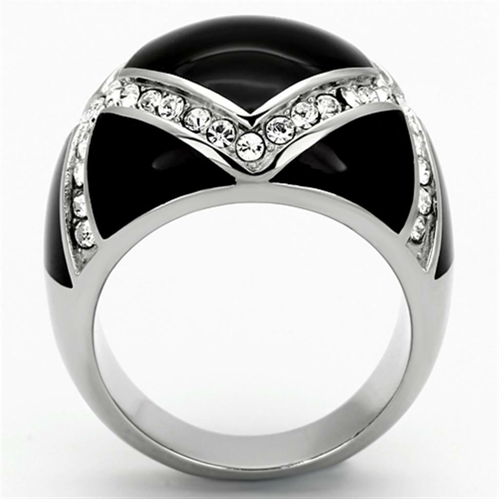 TK1132 – High polished (no plating) Stainless Steel Ring with Top Grade Crystal