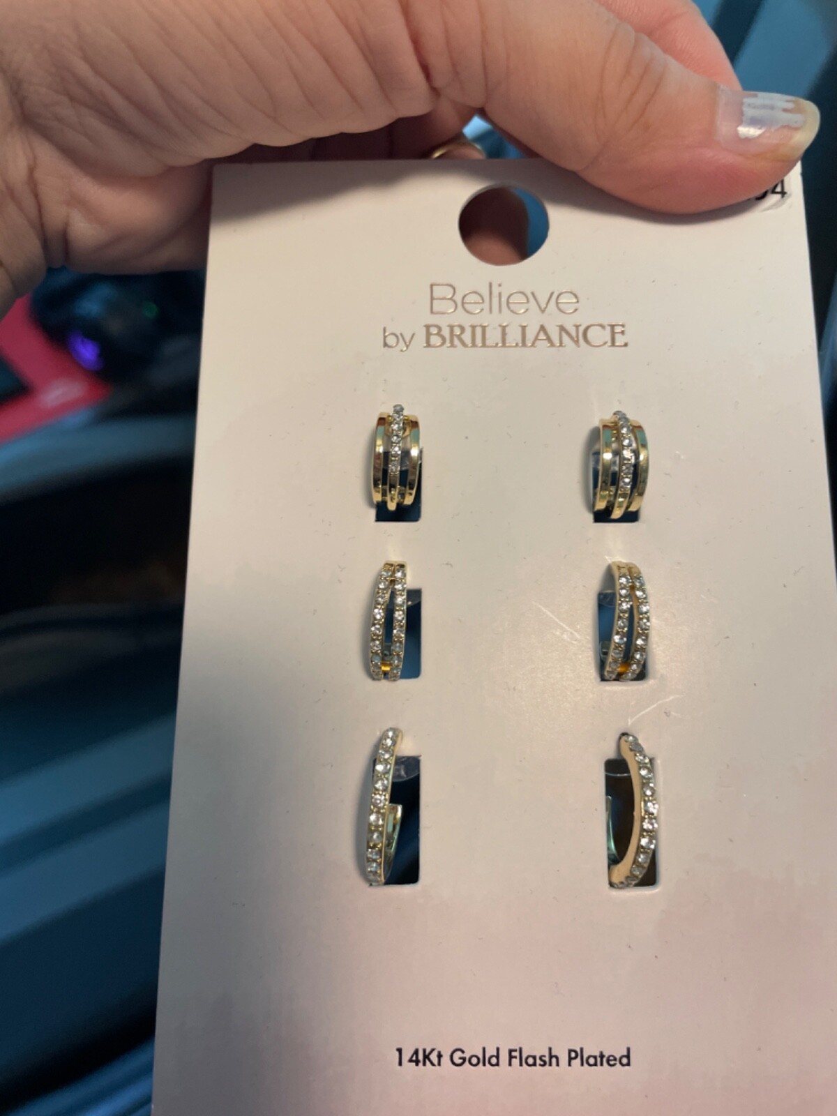 14k gold flash plated hoops earrings 3 pairs with
