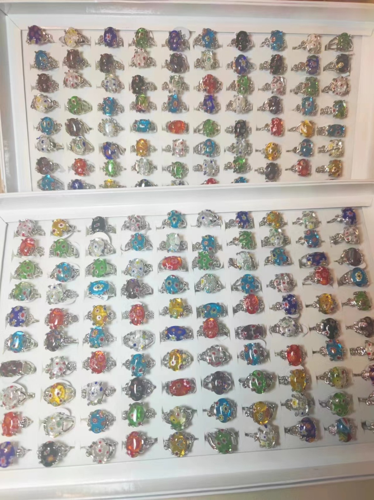 100pcs Women Lady’s Jewelry Wholesale Mixed Lots Ring Glass Natural Stone Rings