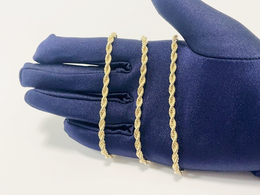 ​10k Yellow Gold 3mm Twisted Rope Chain Necklace 22″ Handcrafted Lobster Clasp