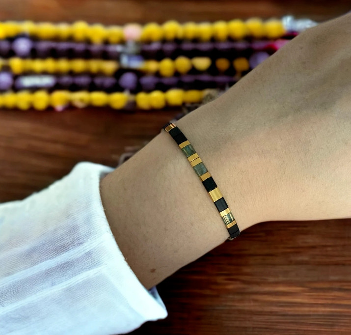Handmade Miyuki Tila 14k Gold Plated Boho Reiki Adjustable Women’s Bracelet Gift