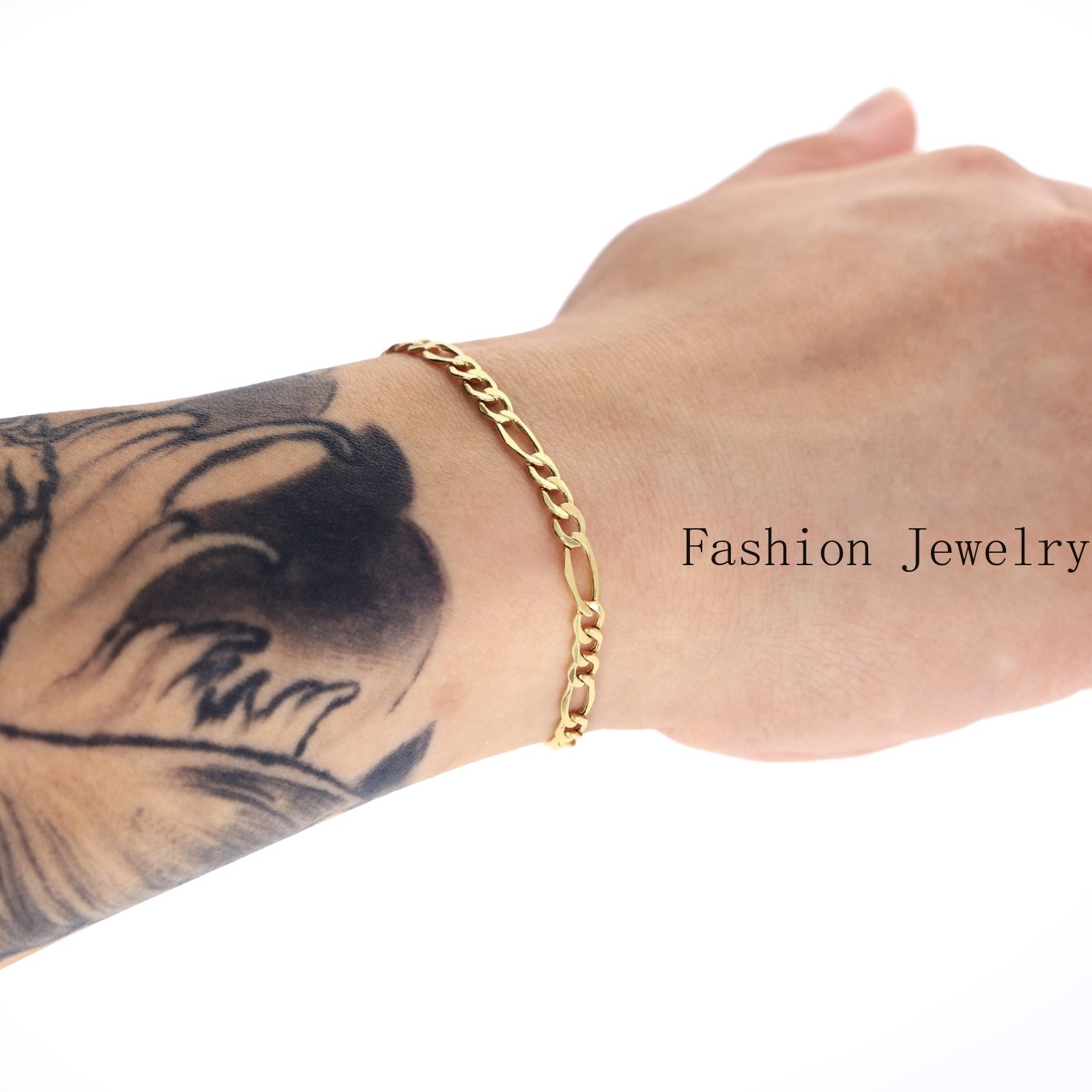 10K Yellow Gold 3.5mm-9mm Italian Figaro Chain Link Bracelet Mens Women 7″ 8″ 9″