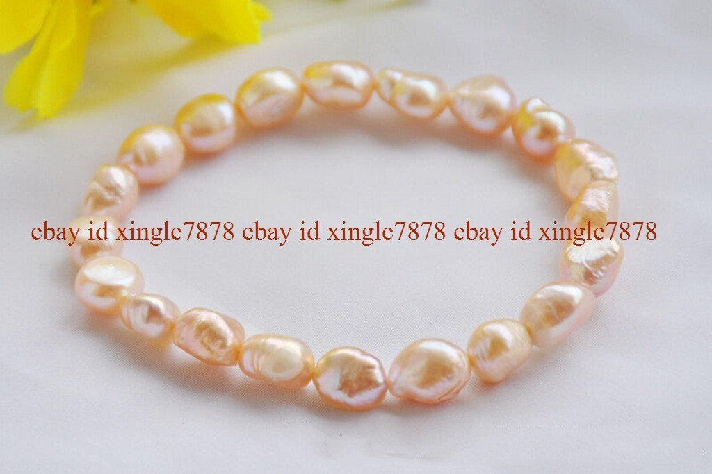 Natural 8-9mm Multicolor Baroque Freshwater Pearl Bracelet 7.5inches