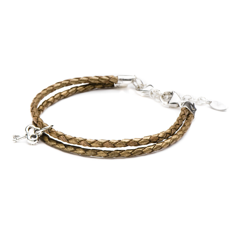 Novobeads 53055 Bracelet Leather Braided – Bronze, S (5.5-7inch/14-18cm)