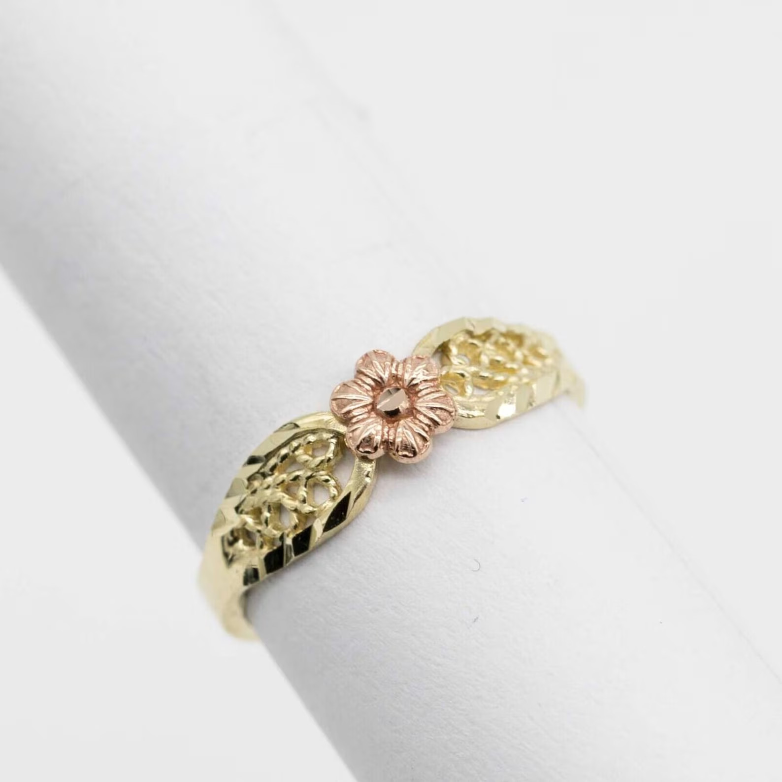 Kids Heart ring Flower Ring Gold Plated 925 Silver ring Engagement gift rings
