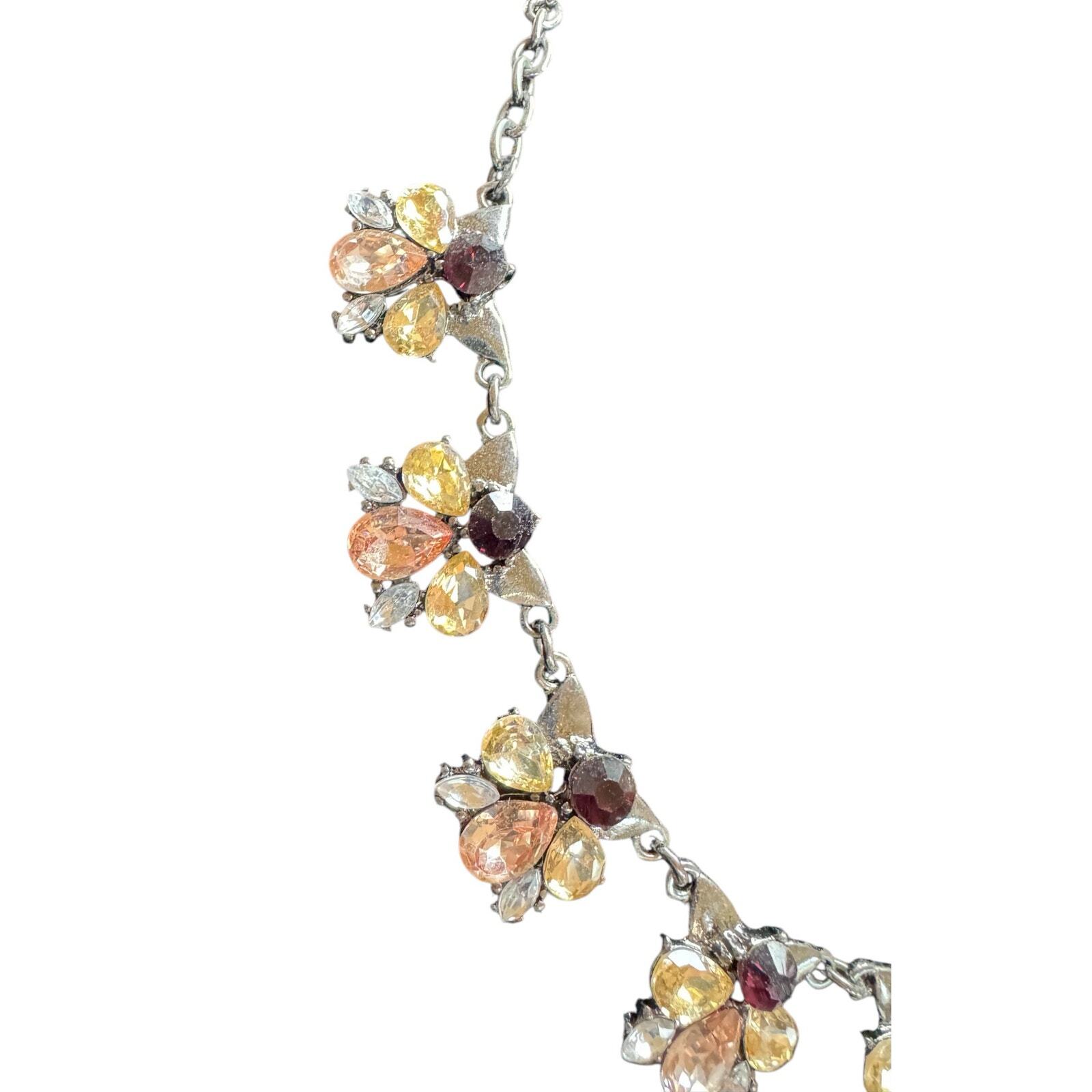 Plastic Color Changing Rhinestone and Metal Links Statement Collar Necklace