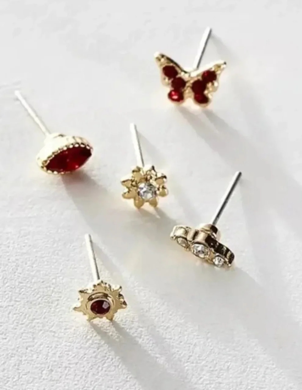Free People Rosette Stud Pack Velvet Rose Brooch 5 Pr Earrings Set NWT