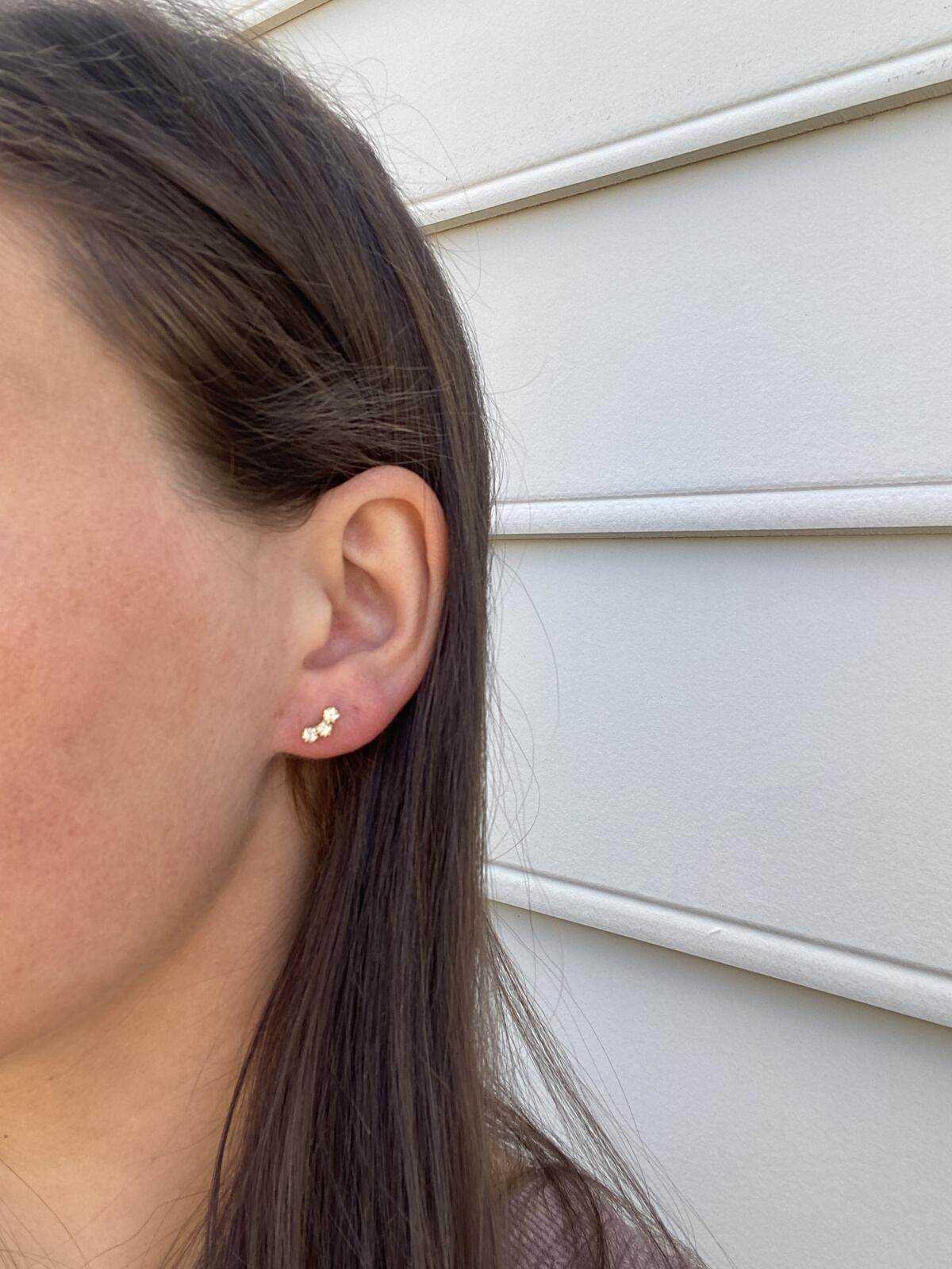 Three Row Diamond Stud Earrings
