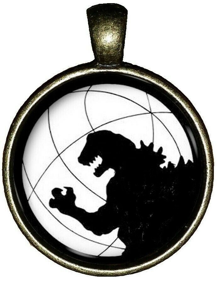 BLACK GODZILLA MONSTER Pendant Sterling 925 Silver 20″ Necklace men women GIFT