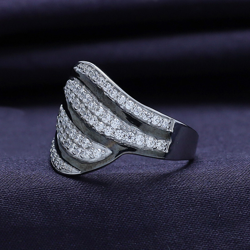 Round Cut Simulated Diamond Crossover Band Ring Solid 925 Sterling Silver