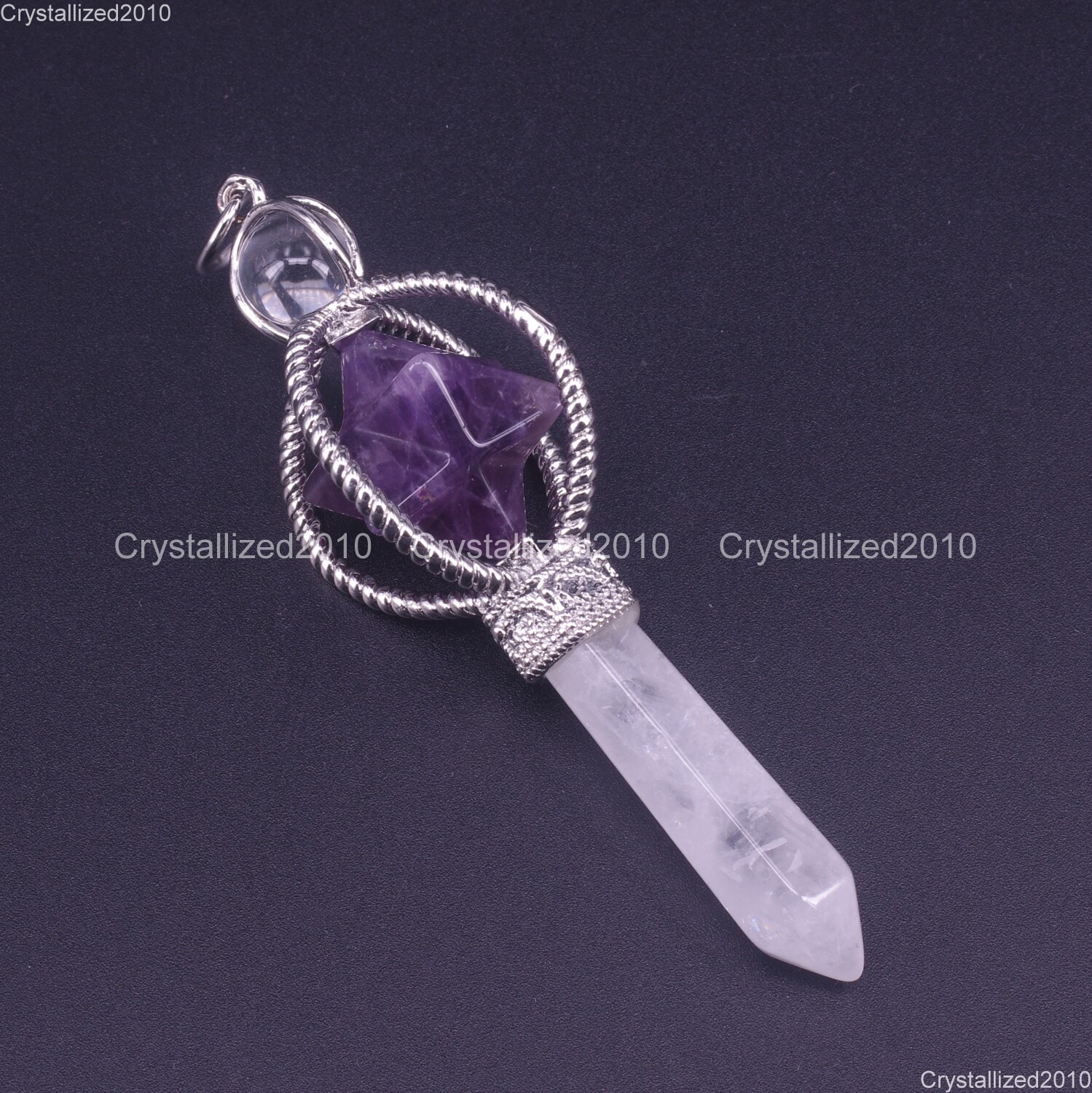 Natural Gemstones Merkaba Healing Crystal Pointed Reiki Chakra Pendant Necklace