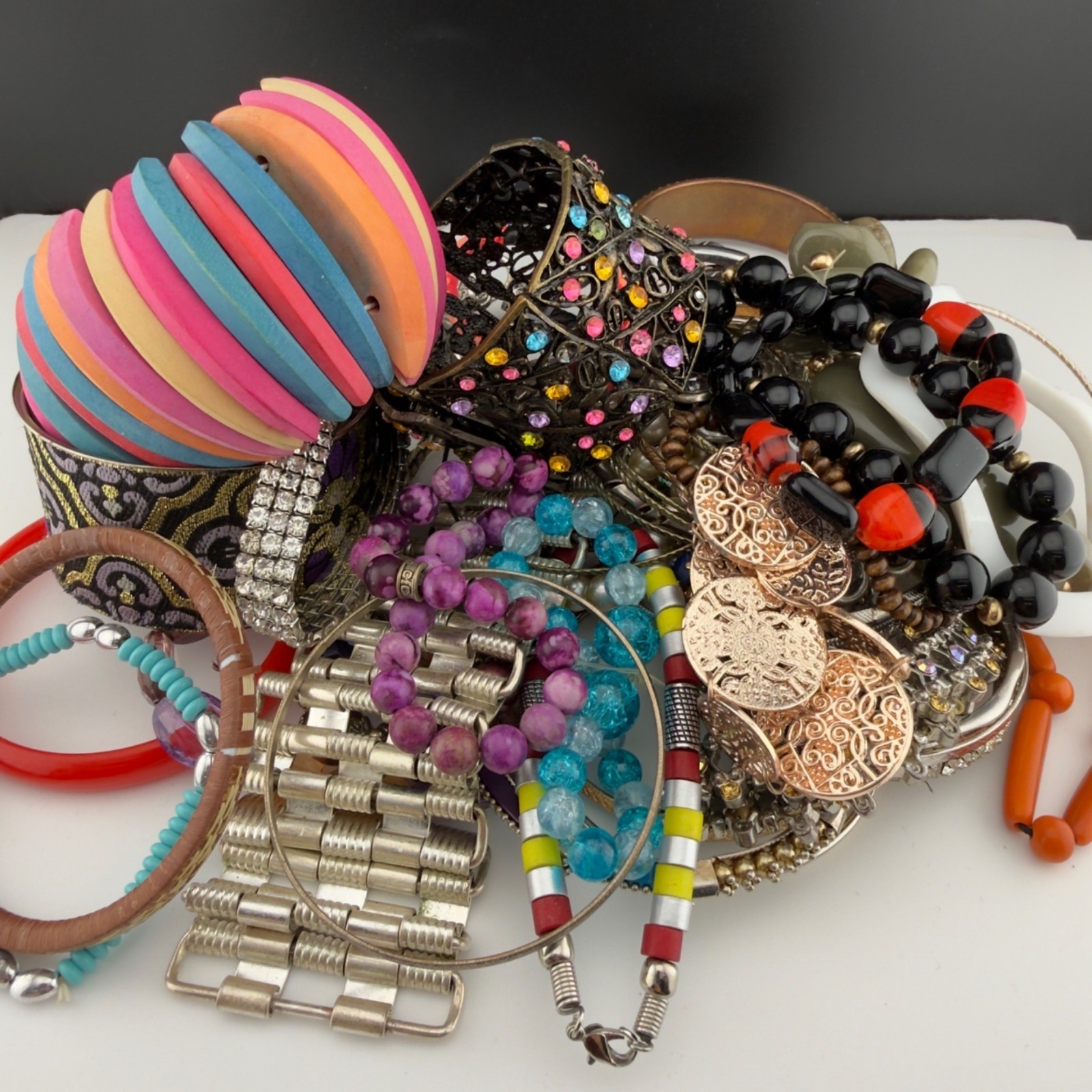Mixed Bracelet Lot Wear Repair Repurpose Harvest Only Bangle Bead Wire Stretch