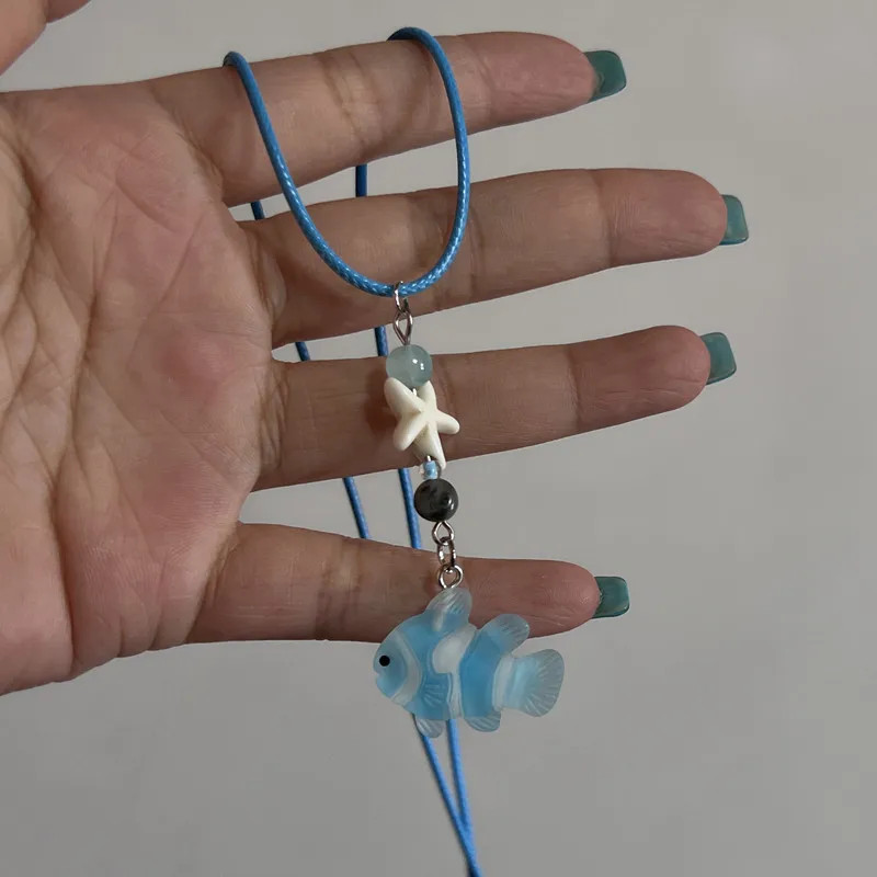 Boho Kpop Colorful Sugar Star Tassel Pendant Choker Necklace for Women Sweet Lov