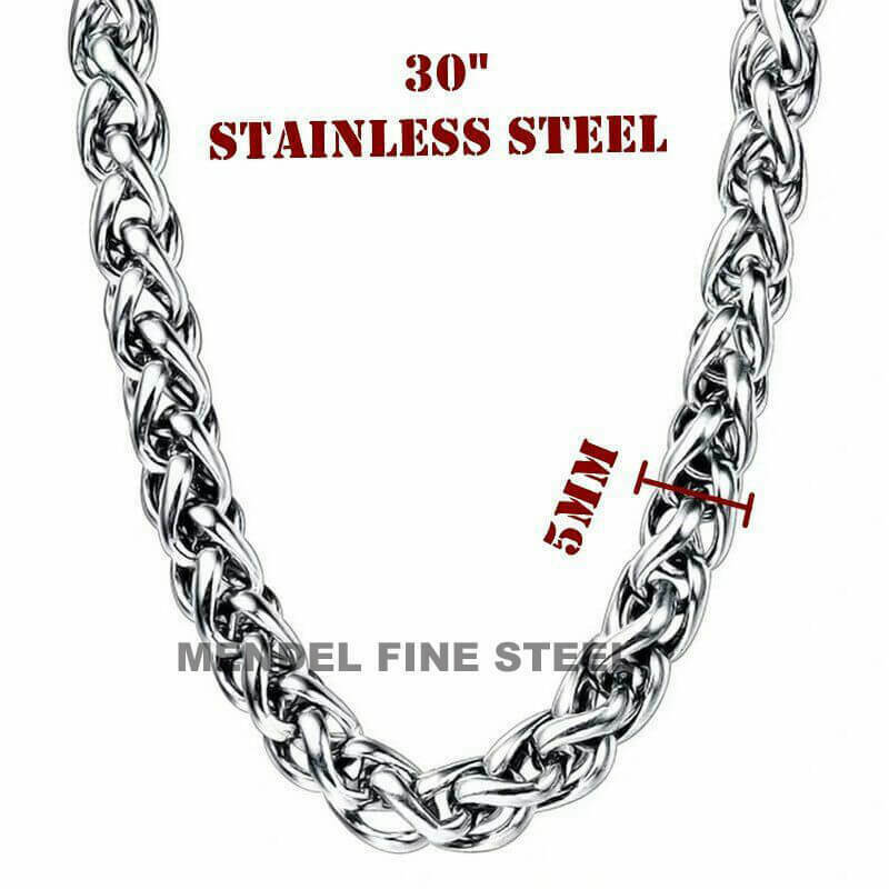 MENDEL Mens Large Big Horror Alien Predator Skull Necklace Chain Stainless Steel