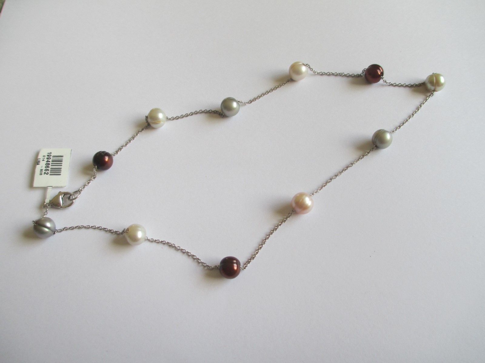 Sterling Silver Chain with 8.5mm Multicolored Cultured Freshwater Pearl Necklace