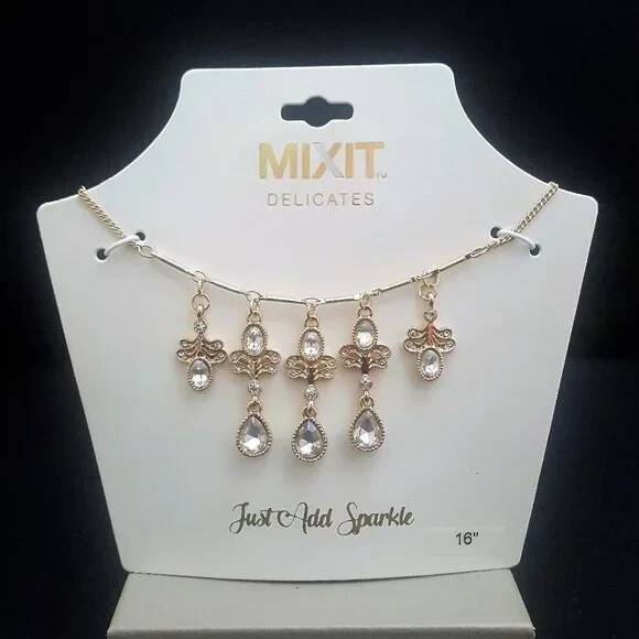 MIxit Women’s Delicates Gold Plated Resin Bib Necklace NWT