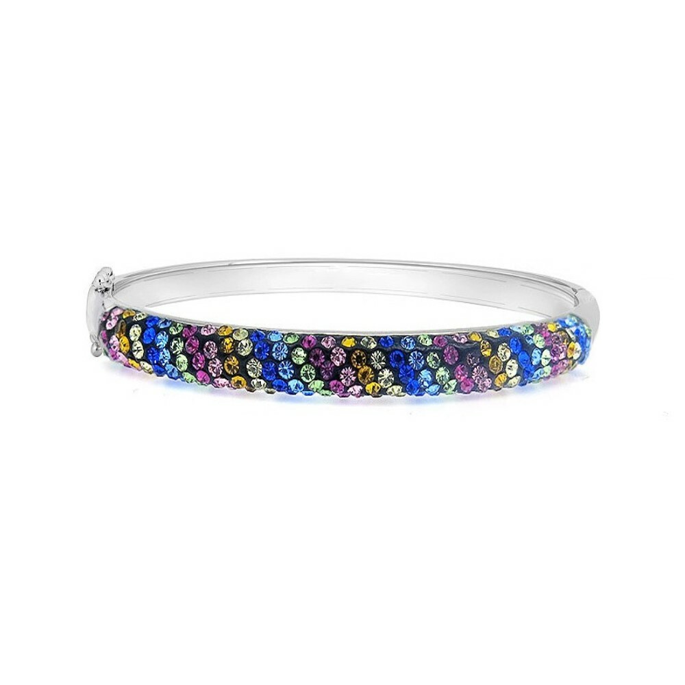 18K White Gold Crystal Multi Color Bangle made with Swarovski Elements – 7″
