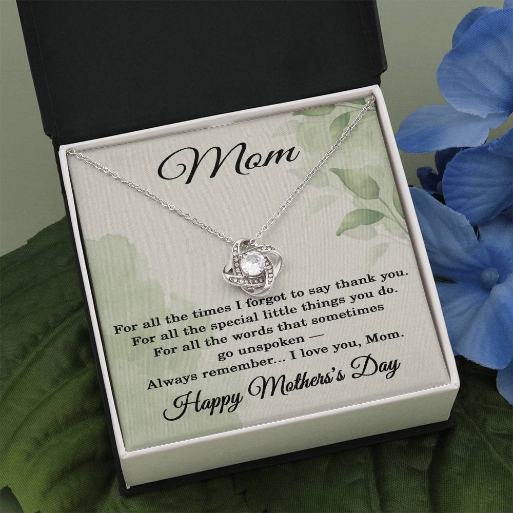 Mother’s Day Love Knot Necklace for Mom – Heartfelt Thank You Gift for Mom with