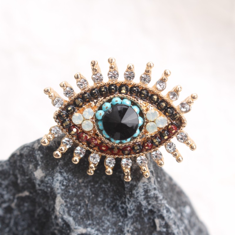 Mystical Evil Eye Brooch: Rhinestone Clothing Accessory Pin, Retro Gift