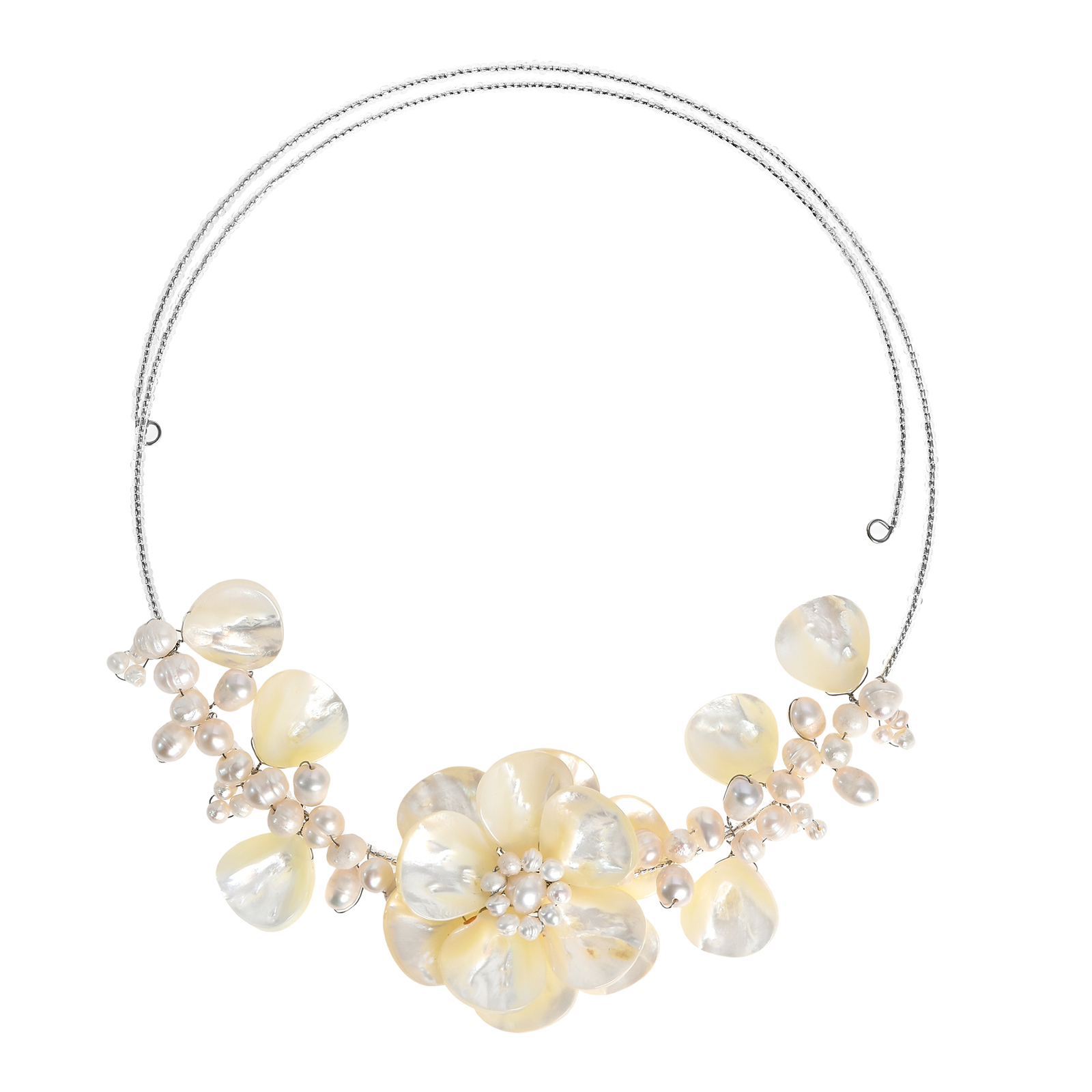 Sakura Flower MOP Choker Wrap Necklace