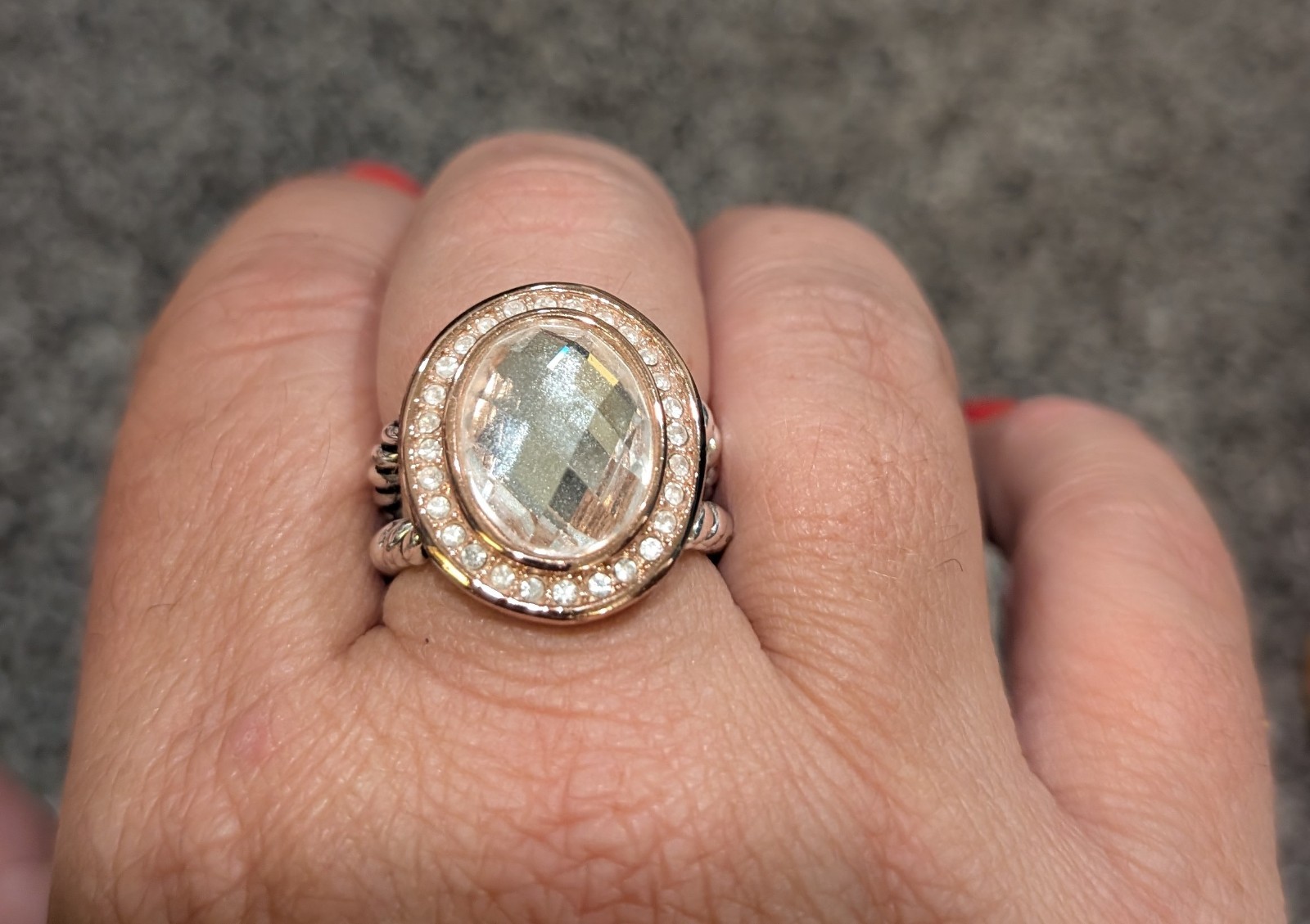 Bold And Beautiful Fashion ring Size 10 Silver With Rose Gold Accents