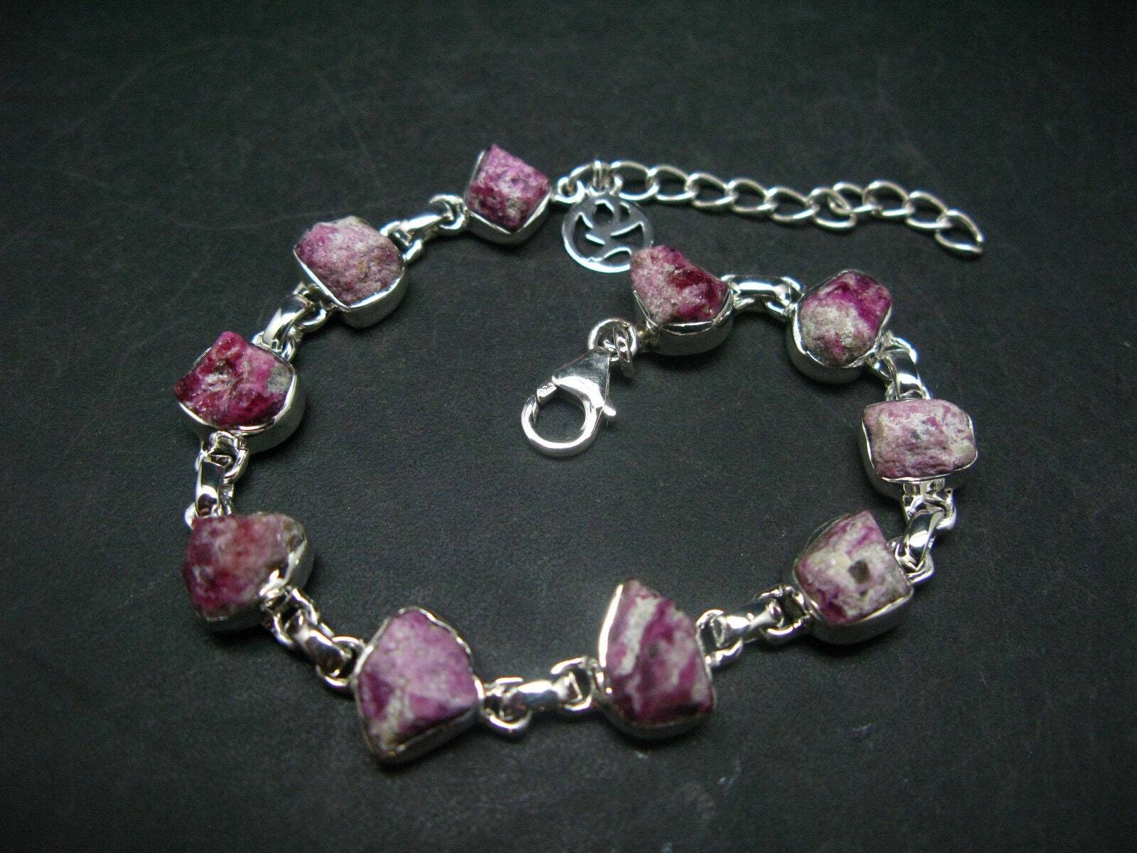 Bixbite Red Emerald Beryl Silver Bracelet From USA – 7″ – 13.3 Grams