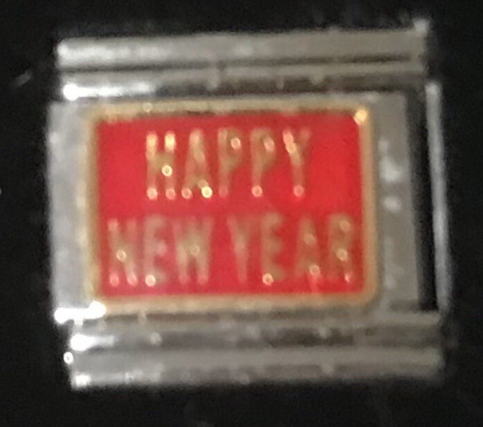 Happy New Year Wholesale Italian Charm Enamel Link 9MM K54